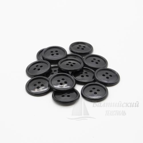 Пуговицы 23мм 4-х пр. черные (полистирол)