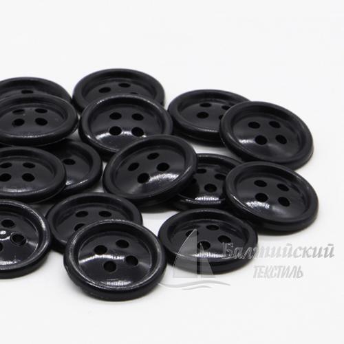 Пуговицы 17мм 4-х пр. черные (полистирол)